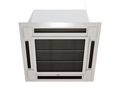 White Modern Air Conditioner Fan With Sleek Square Structure And Vent Grille 3d model