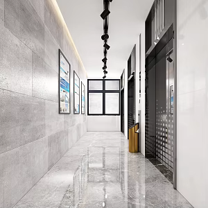 modern elevator hall elevator corridor 3d model