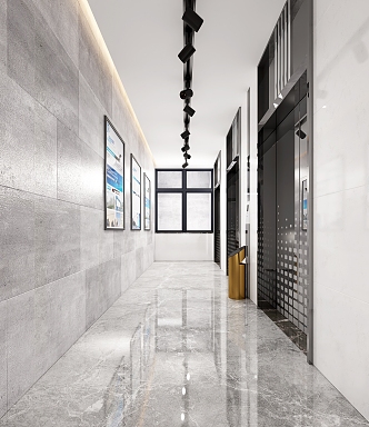 modern elevator hall elevator corridor 3d model