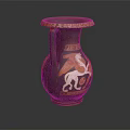 Ancient Red And Black Amphora Vase With Winged Horse Design And Ornate Rim