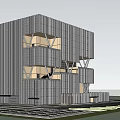 Modern Office Building With Glass Facade And Unique Interlocking Structure Design 3d model