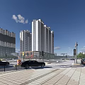 Urban Road Infrastructure At Traffic Intersection With Crosswalks Lanes And Vehicles
