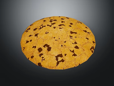 Golden Round Cookie with Dark Brown Chocolate Chips on Gray Background 3d model
