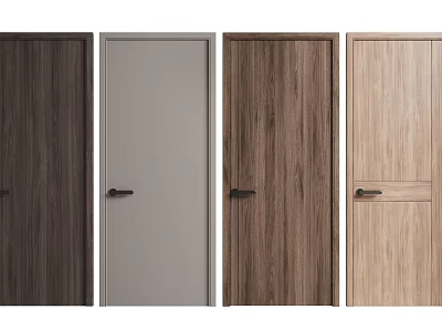 Modern Hinged Doors with Various Wood Grain Finishes and Colors for Home Interior 3d model