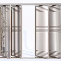Modern Interior Room Divider With Metal Frame Vertical Slats And Grid Pattern 3d model