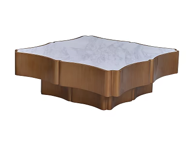 Modern Coffee Table With Wooden Frame And Marble Top Surface Design 3d model