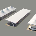 Carport Canopies With Different Shapes Covering Parking Areas And Cars