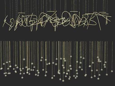 Modern Artistic Golden Chandelier With Long Beaded Hanging Chains And Decorative Design 3d model