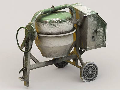 Industrial Concrete Mixer Utility Vehicle With Green Yellow Parts And Wheels For Construction 3d model