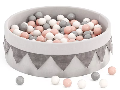 Gray Kids Play Ball Pit With Colorful Balls And Triangular Trim Design For Children 3d model