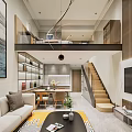 Modern Apartment Interior With Open Dining Area And Wooden Staircase Design