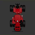 Red Agricultural Tractor With Large Wheels Modern Cabin And Black Tires