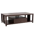 Dark Brown Wooden Coffee Table With Simple Design And Functional Storage Drawer 3d model