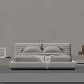 Minimalist Modern Double Bed With Upholstered Headboard And Nightstands With Decorative Vases And Artwork