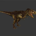Ferocious Tyrannosaurus Rex Dinosaur With Open Mouth And Striped Body