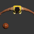 Basketball Player Wearing Lakers Number 5 Yellow Jersey Standing With Outstretched Arms And Basketball