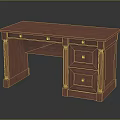 Classic Wooden Desk Design With Smooth Tabletop And Functional Storage Drawers