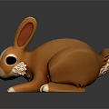Orange Rabbit Toy Figure With White Face Paws And Decorative Collar In Crouching Position