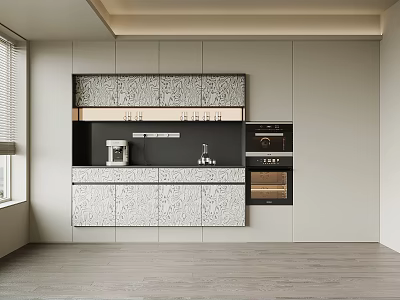 Modern Wine Cabinet With Glass Doors And LED Lighting For Home Storage 3d model
