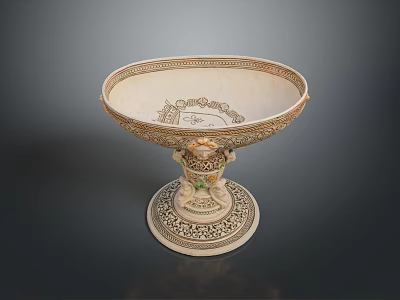 Elegant Classical Pedestal Bowl With Intricate Carvings And Ornamental Base For Home Table Decor 3d model