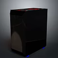 Sleek Black Electronic Device Featuring Red Top Panel And Blue Base Lighting
