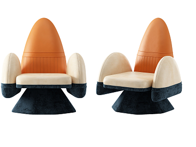 Modern Children's Chair Creative Leather Rocket Chair model