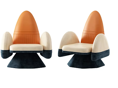 Stylish Kids Chair With Orange Backrest Cream Seat And Navy Blue Armrests 3d model