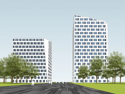 modern office building high-rise office 3d model