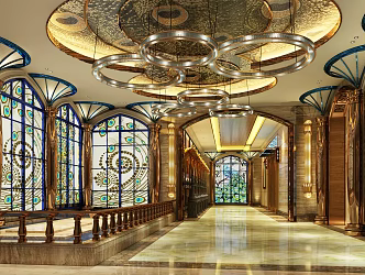 European-style aisle hall 3d model