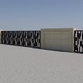 Modern Landscape Feature Wall With Light Colored Panels And Black Perforated Screens 3d model