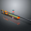 Orange Black Tactical Weapon With Long Barrel Ammunition Chain And Canister Design