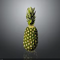Fresh Ripe Juicy Pineapple with Green Leafy Top and Golden Yellow Skin