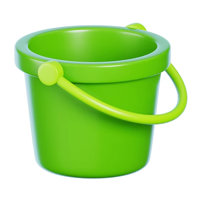 Green Plastic Bucket With Handle For Household Daily Use Essentials 3d model
