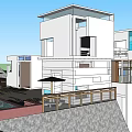 Modern Detached Villa Architecture With White Exterior Large Glass Windows And Balcony