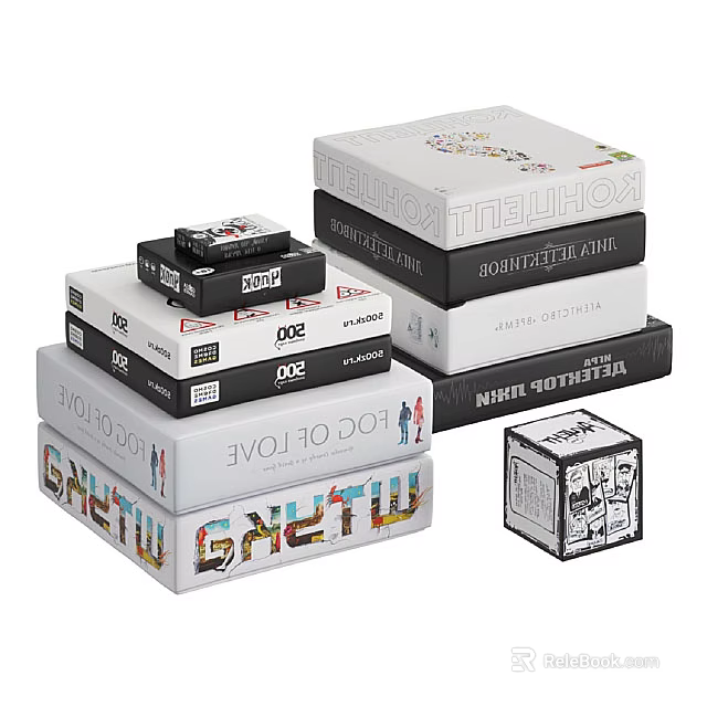 Stacked Books And Magazines With Colorful Covers And Various Titles 3d model 