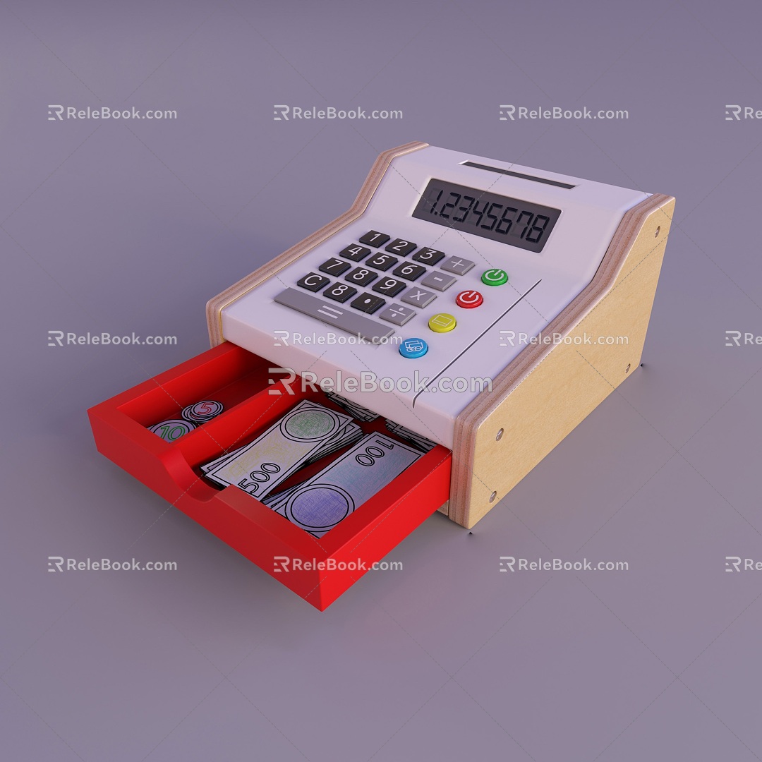 Modern children's toy calculator cash register coin cartoon 3d model