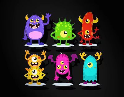 Colorful Cartoon Monster Building Blocks With Various Cute Designs Horns Eyes And Wings For Kids 3d model