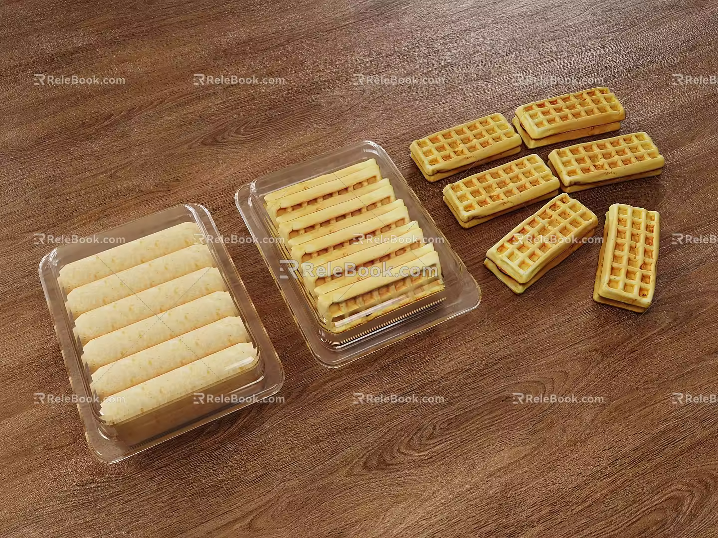 Bread Combination Pastry Transparent Plastic Packaging Box Biscuits 3d model