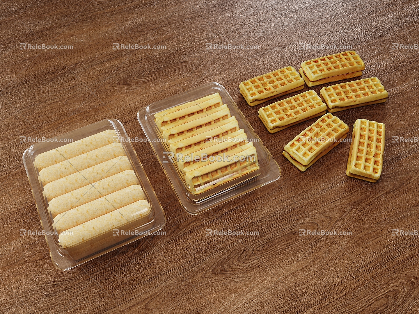 Bread Bread Combination Pastry Transparent Plastic Packaging Box Biscuits 3d model