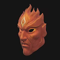 Fiery Themed Orange Mask With Flame Design And Central Eye Symbol