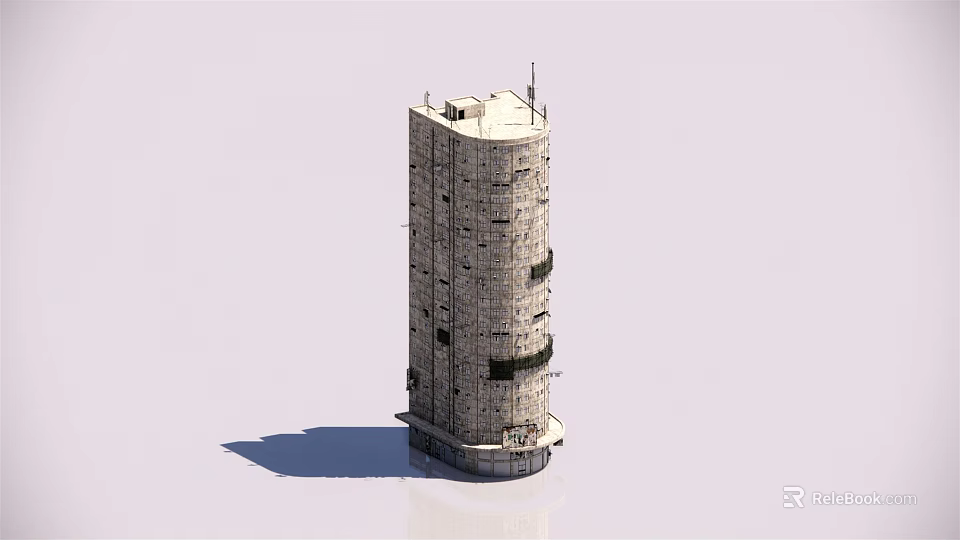 Tall Ancient Stone Tower Featuring Multi Story Structure Stone Surface Windows And Base Shadow 3d model 