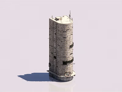Tall Ancient Stone Tower Featuring Multi Story Structure Stone Surface Windows And Base Shadow 3d model