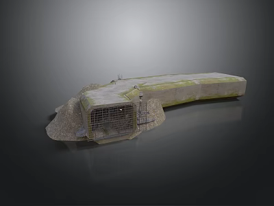 Industrial Concrete Construction Component With Metal Grid Support Frame And Green Surface 3d model