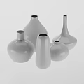 Elegant White Ceramic Vases In Various Shapes For Home Decor 3d model