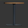 Stylish Round Orange Table With Blue Cross Base And Smooth Wooden Top