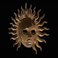 Golden Sun Mask With White Face And Ornate Decorations As Living Decorative Item
