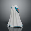 Elegant White Long Dress with Blue Side Accents and Hem Detailing