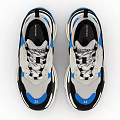 Modern Casual Sneakers with Gray Black Blue White Block Design Thick Sole Mesh Panel Details