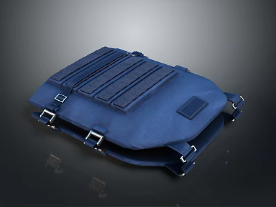 Stylish Blue Apparel Accessory Backpack With Adjustable Straps And Metal Buckles 3d model
