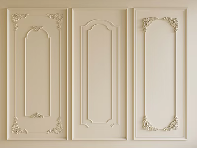 Three Styles Of Plaster Molding Wall Decorations 3d model